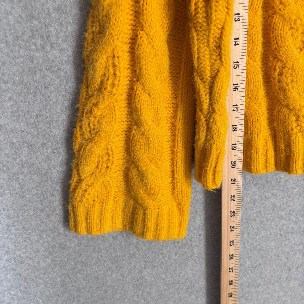 SUN MOON Cable Knit Turtleneck Sweater‎ XS Mustard Marigold Crop Cozy Flare Bell - Picture 5 of 10